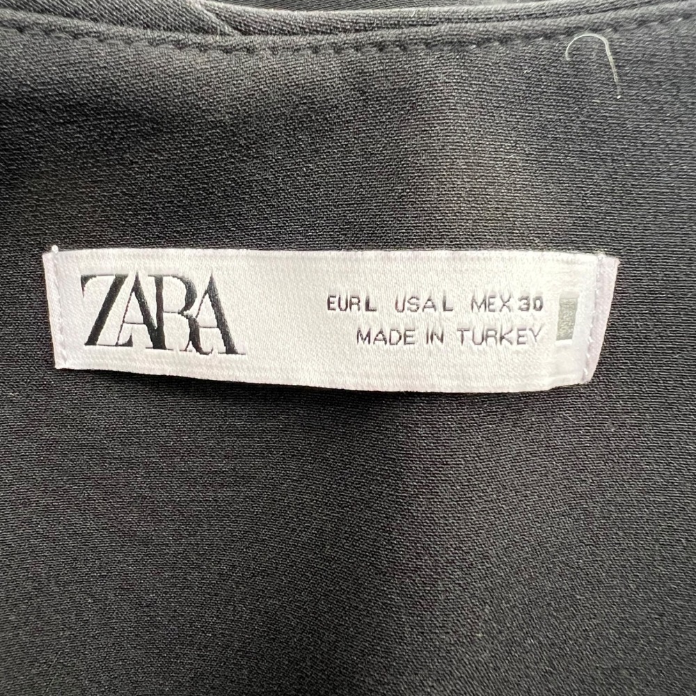 Zara Womens Black Strapless Draped Handkerchief Hem Tube Top Size Large L 30 - Picture 4 of 4
